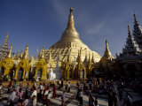 Crowds on the Grounds of the Shwedagon Temple, in Rangoon