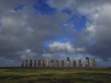 Moai Along the Coast of Easter Island at Ahu Tongariki