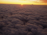 Clouds, Sunset and Mt. Fuji from Airplane Window, Leaving Tokyo