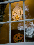 Halloween Decorations in the Window of an Old Historic House
