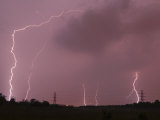 Multiple Lightning Strikes During an Lightning Storm Texas