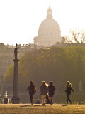 Students Running Through Jardin Du Luxembourg, Pantheon in Distance