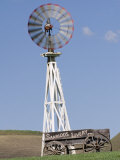 Windmill and Vintage Wooden Cart in Santa Ynez Valley