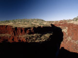 Red Volcanic Desert Gorge Cliffs Capped with Spinifex and Ghost Gum