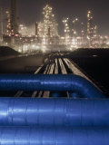 Night View of the Lights of an Oil Refinery