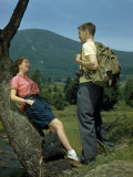 Hikers Stop to Talk and Rest Near Greylock Mountain