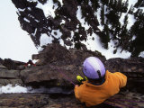 Two Men Winter Rock Climbing on the Tooth