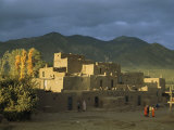 Buy Sunset's Gleam Defines Pueblo Building in Bright Light and Shadows at AllPosters.com