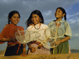 Buy Smiling Girls Hold Miniature Fishing Nets at AllPosters.com