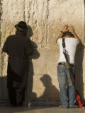 Orthodox Jew and Soldier Pray, Western Wall,Jewish Qt. Old City