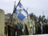 Buy Trade-Unionists Stand in Line Holding Flags at AllPosters.com