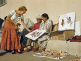 Buy Caucasian Customer Studies Painting Held by Native American Vendor at AllPosters.com