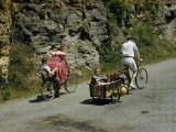 Buy Parents Ride Bicycles with Children Sitting Behind and in a Wagon at AllPosters.com