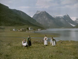 Women Among Wildflowers Near Village of Mundal on Sogne Fjord