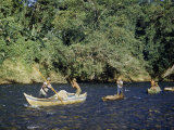 Buy Men Pole Canoes Up a Shift, Shallow River at AllPosters.com