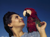 Buy Macaw, Imported from British Guiana, Perches on a Woman's Shoulder at AllPosters.com