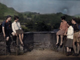 Hikers Rest on Skelwith Bridge, a Boundary Line Between Counties