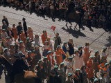 Buy Students Carrying Flags March in Parade Past Spectators Lining Street at AllPosters.com