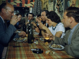 Buy Restaurant Diners Eat Snails, Drink Wine, and Talk at AllPosters.com