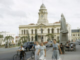 Buy Pedestrians Pass Beneath Statue of Queen Victoria Near City Hall at AllPosters.com