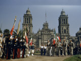 Buy Soldiers Carrying Flags Parade in Front of Cathedral on Flag Day at AllPosters.com