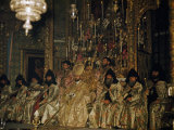 Buy Patriarch and Priests in Silk Robes Sit before Ornate Altar Screen at AllPosters.com