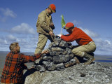 Buy Scientists Build Rock Cairn to Aid Survey Measurements of Crater Lake at AllPosters.com