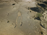 Buy Men Study Giant Figure Scratched into Surface of Desert Mesa at AllPosters.com