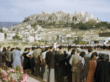 Buy Spectators Watch Refugee Children Parade, Parthenon Stands on Horizon at AllPosters.com