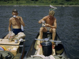 Buy Canoeists Lash their Boats Together and Drift Downriver While Eating at AllPosters.com