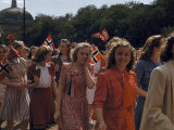 Buy Girls Carrying Flags March in Constitution Day Parade at AllPosters.com