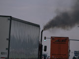 Buy Diesel Truck Belching Exhaust from it's Smokestack at a Truckstop at AllPosters.com