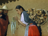 Buy Man and a Woman Trade Fish for a Load of Firewood at AllPosters.com