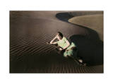 Buy Woman Poses in Rippled Sand Dunes Near Crescent City at AllPosters.com
