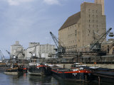 Buy Cargo Barges from Rotterdam Line Riverside Wharf Beside Warehouses at AllPosters.com
