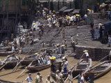 Buy Sampans Load and Unload at Stairs Descending to Riverbank at AllPosters.com