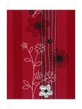 Black and White Flowers on Red