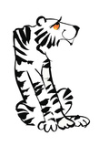 Retro Black and White Tiger