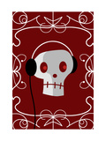 Skull with Headphones Premium Poster