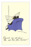 French Black Cats Reading Newspaper