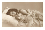 Girl in Bed with Cat
