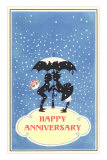Happy Anniversary, Couple under Umbrella