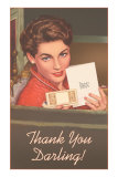 Buy Thank You Darling, Woman with Card and Case at AllPosters.com