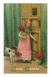 Best Wishes, Girl at Door with Jack Russell