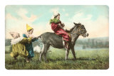 Three Child-Clowns with Burro