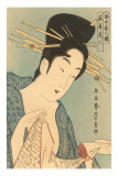 Buy Japanese Woodblock, Lady with Scroll at AllPosters.com