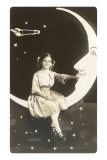 Girl Sitting on Crescent Moon