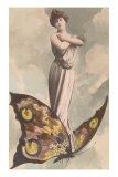 Victorian Lady Standing on Butterfly