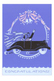 Congratulations, Bride and Groom in Car Premium Poster