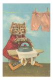 Dressed Kitten Ironing Clothes